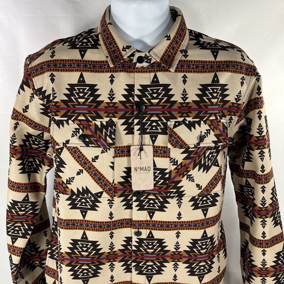 Nomad Craft Flow Latte Shacket Aztec Western Mens M Shirt Jacket NWT NEW Cowboy - Picture 1 of 13